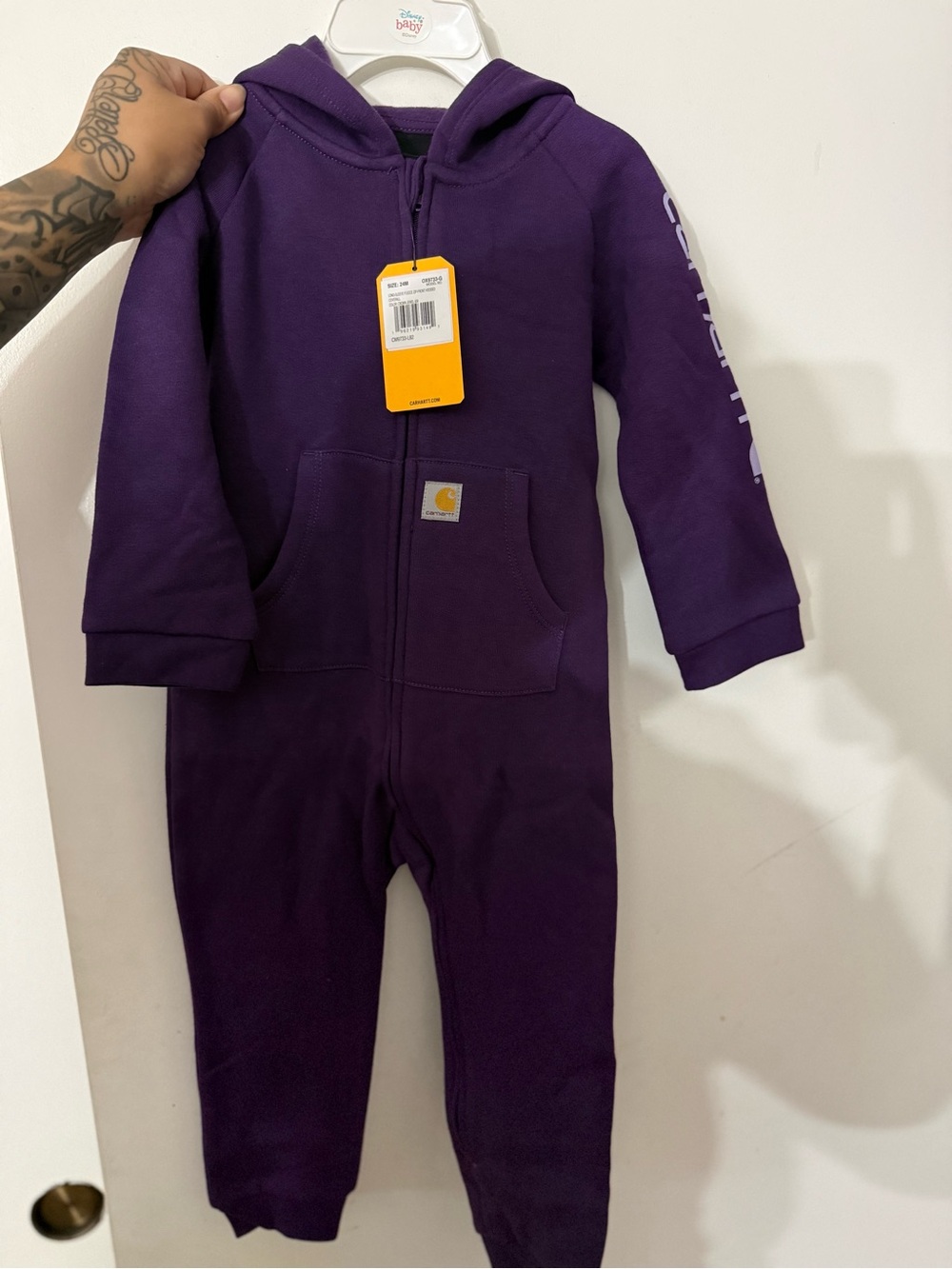 Carhartt Purple Zip-Front Hooded One-Piece Bodysuit